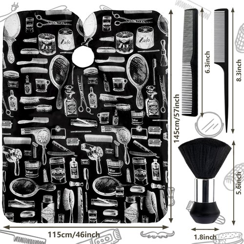 FEBSNOW Hair Cutting Cape Kit,Professional Barber Cape with Neck Duster Brush for Adults Waterproof Hairdressing Salon Cape with Adjustable Closure Snap Salon Barber Supplies