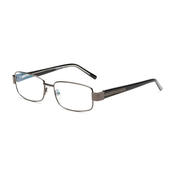 Foster Grant Men's Wes Multifocus Rectangular Reading Glasses, Gunmetal/Transparent, 54 mm + 1.75