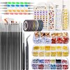 JOYJULY Nail Art Design Tools, 3D Nail Art Decorations Kit with Nail Art Brushes Dotting Tools Holographic Nail Art Stickers Nail Foil Tape Strips and Nails Art Rhinestones and Pick-Up Tweezers