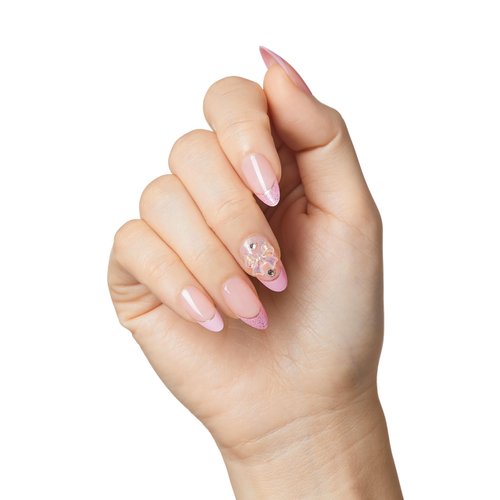 KISS Majestic, Press-On Nails, Nail 2G Glue included, Maestro', Light Pink, Medium Size, Almond Shape, Includes 30 Nails, 2 Manicure Stick, 1 Mini File, 2 Prep Pad, 2 Adhesive Tabs, Instruction Sheet