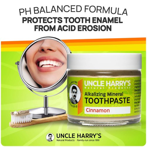 Uncle Harry's Cinnamon Remineralizing Toothpaste | Natural Whitening Toothpaste Freshens Breath & Promotes Enamel | Vegan Fluoride Free Toothpaste (4 Pack)