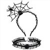 JazSwirl Spider Web Halloween Headband with Choker, Spooky Versatile Accessory Cute Halloween Headband for Women and Children, Halloween Costume Headband for Costume Parties and Celebrations