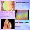 GKSHSU Chameleon Face Highlighter Palette, Multichrome Eyeshadow Shimmer Pigmented Powder, Holographic Sparkle Rainbow Highlighter Eye Makeup