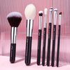 Jessup 25pcs Professional Makeup Brush Set Foundation Powder Concealer Eyeshadow Blending Blush Highlighter Natural-Synthetic Hair Brushes (Black/Silver)