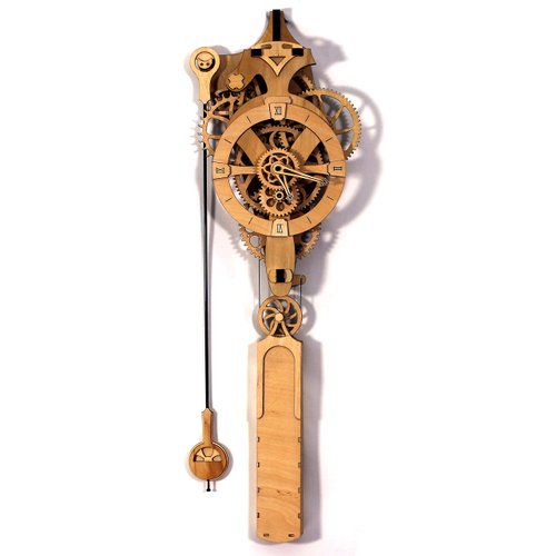 Abong David Mechanical Clock Kit - 3D Clock Wood Puzzle Model Kit - DIY Wooden Gear Clock - Wall Clock with Pendulum, No Batteries Required, Runs for 36 Hours on Single Wind