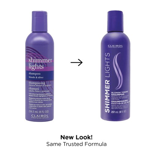 Clairol Professional Shimmer Lights Purple Shampoo, 8 fl. Oz | Neutralizes Brass & Yellow Tones | For Blonde, Silver, Gray & Highlighted Hair **Packaging May Vary