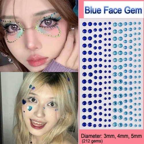 14 Pcs Peacock Butterfly Temporary Tattoos Sticker Self Adhesive Face Gems Peacock Pattern Butterfly-Shaped Face Tattoos Sticker with Green Blue Face Rhinestone Gems for Make-up Halloween Rave Party