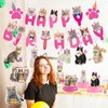 Cat Birthday Party Hanging Swirls - NOVBAUB 20PCS Lovely Pink Cat Birthday Party Supplies Honeycomb Centerpieces Cute Cat Theme Birthday Party Decorations for Cats Kids Teens Adults