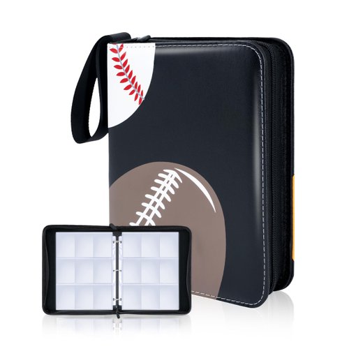 Football Card Binder, 9 Pocket Sports Card Binder, 720 Double Sided Pocket Waterproof Binder, Baseball trading cards Zipper Album, Expandable, Compatible with Gaming Cards, Yugioh, MTG and Other TCG