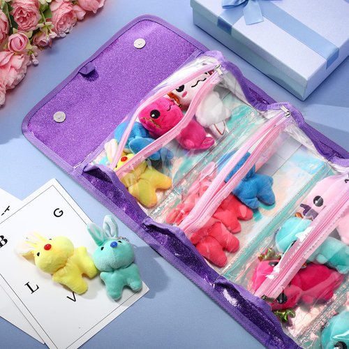 Bulyoou Doll Storage Organizer Display Case Compatible with All Dolls, Tote Carrying Case Organizer for Dolls, Clear View Hanging Case for Girls Christmas Birthday Gifts(Purple,Mermaid)