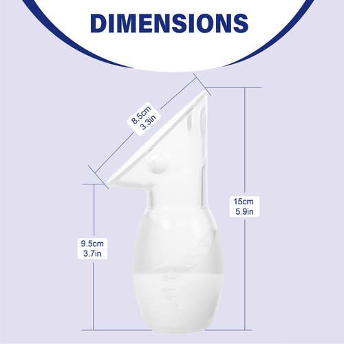 Amplim 2-Pack Gen 2 Manual Breast Pump/Collector for Breastfeeding with Stopper (4 oz/100ml) Food Grade Silicone BPA PVC and Phthalate Free (Blue + Purple)