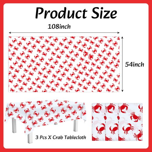 Lcnjscgo 3PCS Crab Party Tablecloths Sea Animals Party Supplies Crab Party Decorations Tablecloth for Summer Seafood Dining Kitchen Decoration