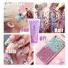 Body Glitter Gel, JetlagClock - Face Glitter Body Gel, Singer Concerts Music Festival Rave Accessories for Face Eye Lip Hair, Mermaid Face Glitter Gel, Festival Glitter Makeup (White+Pink)100ml