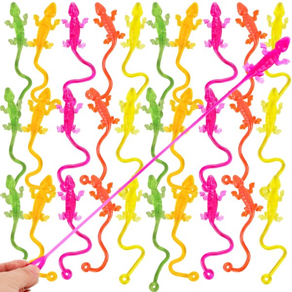 Hoarost 60 Pack Stretchy Sticky Lizards Toys Funny Colorful Squishy Sticky Hands Gecko Toy for Classroom Rewards Goodie Bags Fillers Birthdays Carnival Easter Party Favors
