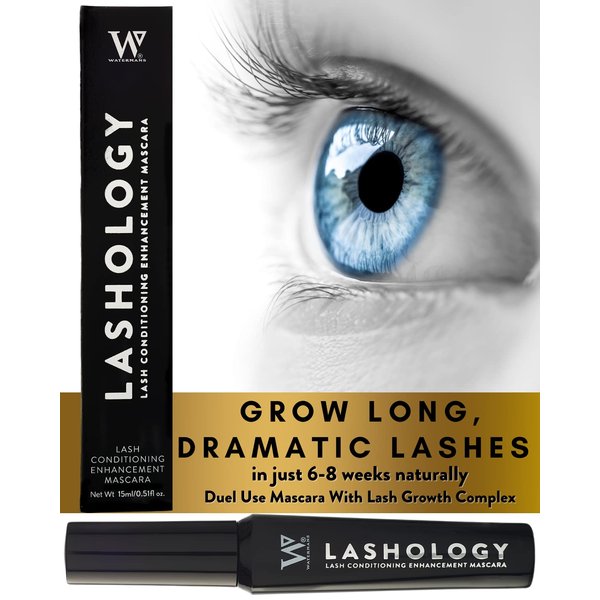 Lashology Eyelash Growth Mascara in Black, Lash Serum inside a Mascara for Thicker, Stronger, Fuller and Longer Looking Lashes