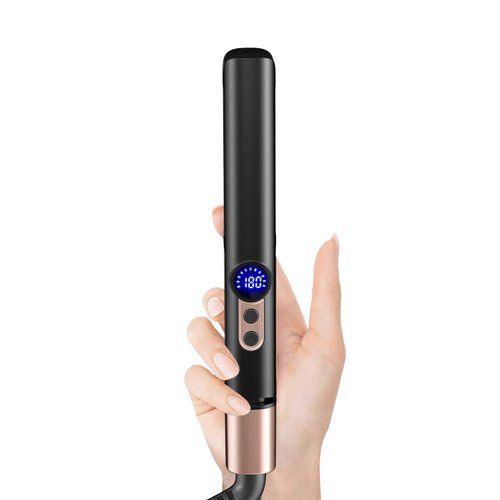 Mini Flat Iron for Short Hair，Mini Hair Straightener，0.7 Inch Dual Voltage Travel Hair Straightener，Hair Tools for Styling planchas de Cabello (Black Rose Gold)