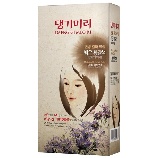 Daeng Gi Meo Ri – Korean Herbal Hair Dye Color Cream [Light Brown] - PPD-Free Gray Coverage, Hair Protection, High-Keratin Formula, 5 Oz