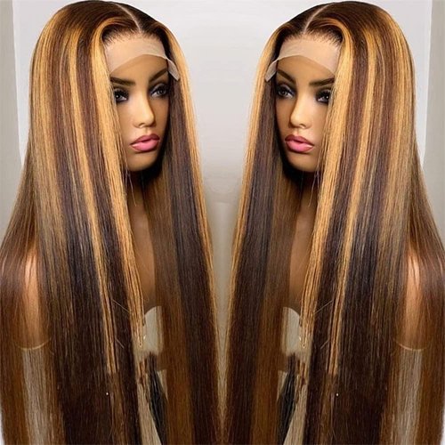 28 Inch Long Highlight Wig Human Hair Lace Front Straight Highlight Colored 13x4 Hd Lace Front Wigs Pre Plucked With Baby Hair Full Hd Lace Frontal Wigs For Black Women Cheap Glueless Wigs Human Hair