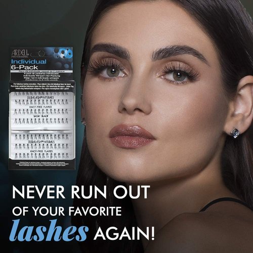 Ardell False Eyelashes Knot-Free Individuals Short Black, 6-Pack (contains 6 packs of lash trays with 56 Individual Lashes each)