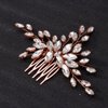 Teyglen Women Dainty Simple Full Rhinestones Rose Gold Bride Wedding Hair Comb Luxurious Hair Accessories Shiny Rhinestones Bridal Side Hair Combs for Women Bride Girls (Rose Gold)