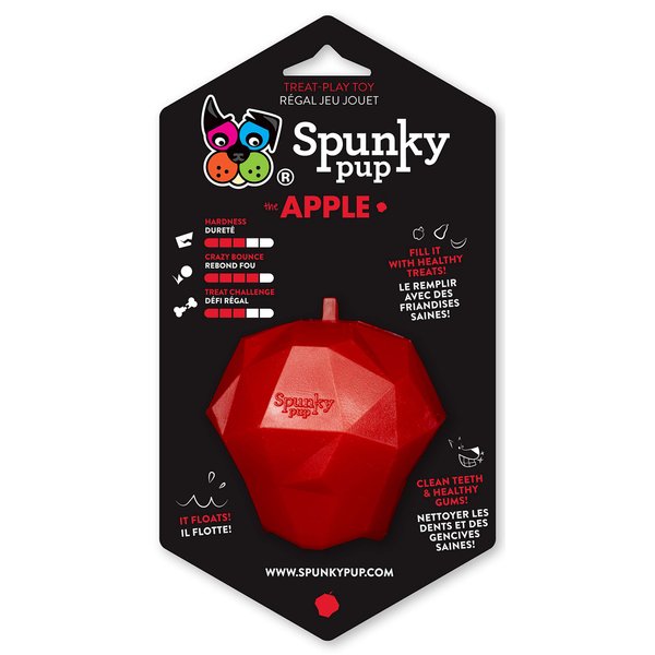 Spunky Pup Holding Treat Play Dog Toy | Interactive Treat Toy for Dogs | Promotes Healthy Teeth & Gums | Apple