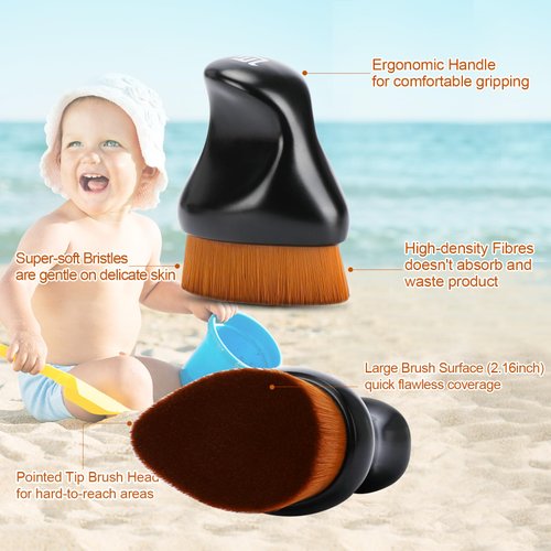 Sunscreen Applicator for Kids,Sunscreen Brush Sunblock Applicator with Protective Case for Kids,Baby,Adult,Beach Essentials for Sunscreen, Suncream and Sun Lotions (Matte Black)