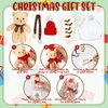 Poen 24 Set Christmas Gift 4 Inch Mini Christmas Stuffed Plush Bear with Santa Hat Scarf Christmas Cards Organza Bags Xmas Stuffed Small Bear Toy Set for Xmas Holiday Party Favor(Vibrant Style)
