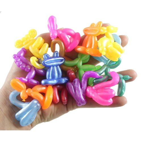 100 Cute Colorful Balloon Animals - Stretchy Soft Figurines - Mini Toys - Small Novelty Prize Toy - Party Favors - Gift (Bulk - Bag of 100 Animals)