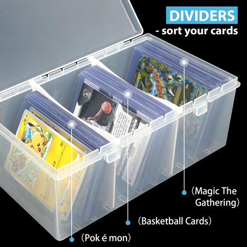 Vowcarol Plastic Top loader Storage Box with Dividers, Trading Card Storage Box, Sports Cards Storage Box, Top loader Case for baseball cards storage- 1 Pack