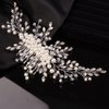 Teyglen Bridal Crystal Pearl Hair Comb with Rhinestone Beads - Luxurious Handmade Wedding Headpiece for Brides, Women, and Girls (Silver)