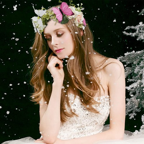 Alove Ditto Dark Pink and White Butterfly Flowers Rose Headband Hair Wreath Floral Garland Crown Headpiece