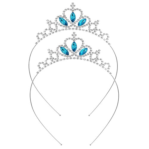 Molain 2 Pcs Princess Crown Tiara, Girls Headband Hair Hoop Tiara Rhinestone Crystal Pearl Tiara, Tiara Head Crown for Women Girls Wedding Prom Party (Style B)