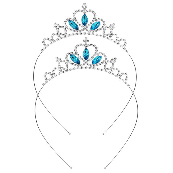 Molain 2 Pcs Princess Crown Tiara, Girls Headband Hair Hoop Tiara Rhinestone Crystal Pearl Tiara, Tiara Head Crown for Women Girls Wedding Prom Party (Style B)