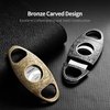 CIGARLOONG Cigar Cutter Stainless Steel Bronze Engraved Double Cut Blade (Color:Gold1)