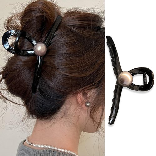 Pearl Banana Clip for Women Banana Clips Hair for Thick Hair (F)