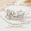 Jakawin Rhinestone Bride Wedding Hair Piece Silver Pearl Hair Clip Crystal Flower Headpiece Bridal Hair Accessories for Women HCl045 (1 Silver)