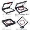 lasenersm 3 Pieces Coin 3D Display Stand Box Set Diamond Square Medallion Challenge Coin Chip Display Stand Holder 3D Floating Frame Display Stand Box for Coin Medallions Jewelry 4.33"x4.33" Black