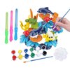 KC Republic Ocean Reef Sea Creatures 37pcs Water Washable Painting & Building Toy Set, Children's Activity Art Kit, Paint Your Own Buildable Ocean Reef Toy with Free Bubbles Wand Gift