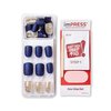 KISS imPRESS Press-On Manicure, Nail Kit, PureFit Technology, Short Press-On Nails, Wannabe Star', Includes Prep Pad, Mini Nail File, Cuticle Stick, and 30 Fake Nails Blue and Gold