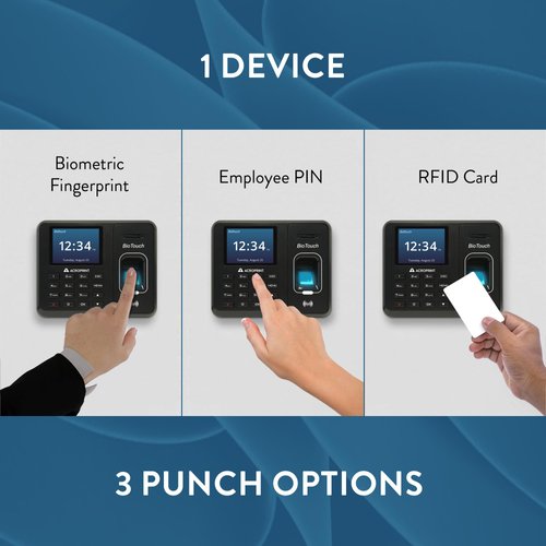 Acroprint BioTouch Self-Contained Automatic Biometric Fingerprint/Proximity Time Clock (No Monthly Fee)