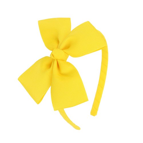 MEEDEE Fashion Bright Yellow Bow Headband Bowknot Headband Big Bow Grosgrain Ribbon Hair Hoop Headband for Girls Toddlers Girls Kids Party Decor Cosplay Costume Headwear Makeup Handmade Hair Band