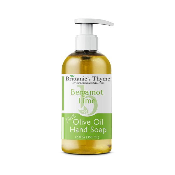 Brittanie's Thyme Organic Natural Hand Soap, 12 oz (Bergamot & Lime) Castile Soap Made Olive Oil And Natural Luxurious Essential Oils. Vegan & Gluten Free