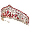 HEWEICSY Red Tiaras and Crowns for Women,Wedding Tiara for Bride,Rhinestone Queen Crown,Crystal Costume Hair Accessories for Birthday Prom Party