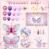 138PCS Butterfly Birthday Decorations for Girls, Butterfly Party Supplies Include Balloon Arch Butterfly Backdrop Foil Balloon 3D Butterfly Wall Decors Tablecloth Cake Topper Tassle