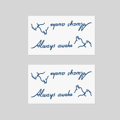 Oottati 2 Sheets Tiny Fake Semi Permanent Waterproof Temporary Tattoos Stickers 100% Plant-Based Ink Realistic English Inspirational Quotes Words Always Awake Dog Cat