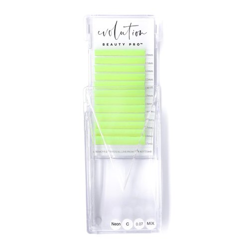 Neon Yellow Colored Lash Extensions Easy Fanning Eyelash Mixed Tray 10-17mm
