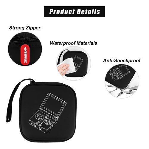 Ampown RG35XXSP Carrying case Compatible with RG35XXSP Retro Handheld Game Console, RG35xxsp Case with Carabiner and Hand Strap, RG35XXSP Case Easy to Use and Carry