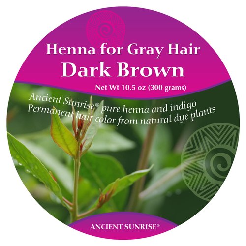 Ancient Sunrise Henna For Gray Hair- Dark Brown Hair Color- Includes Organic Henna and Indigo - 100% Natural Hair Dye