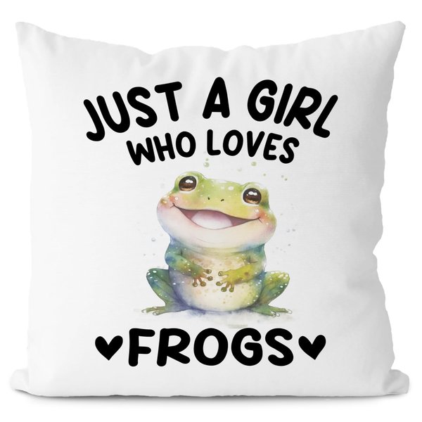 KEUSPI Frog Pillow Covers 18x18, Frogs Gifts for Girls Frog Lovers Women, Frog Decor, Just a Girl Who Loves Frogs Pillow Case, Frog Decor for Bedroom