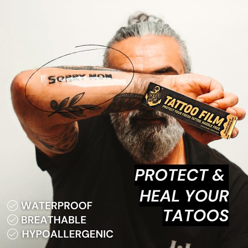 Sorry Mom Tattoo Aftercare Bandage (6.5 ft x 6 in) Clear Tattoo Bandages Waterproof, Adhesive Tattoo Wrap Bandage - Tattoo Healing Wrap - Tattoo Film Protection - Second Skin Tattoo Waterproof Bandage